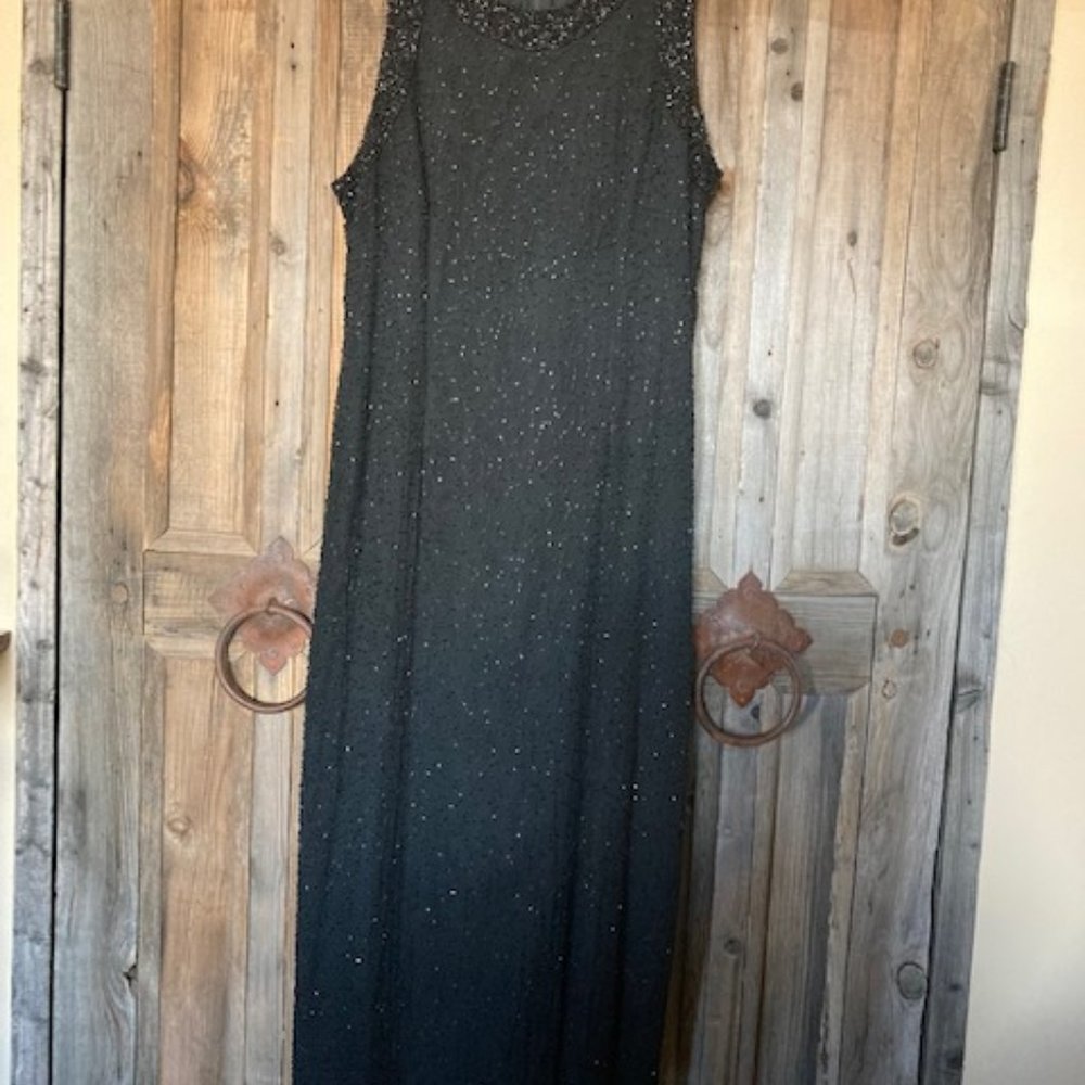 Laurence Kazan Black Beaded Dress, size PXL
